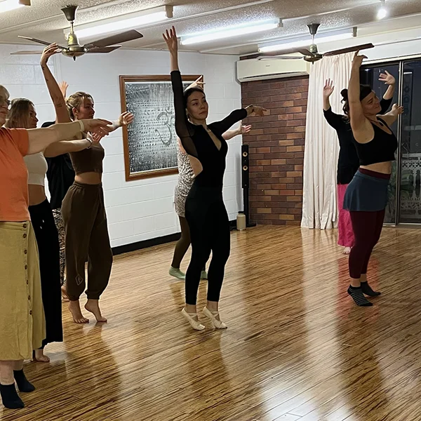 yoga students dancing at shanti yoga