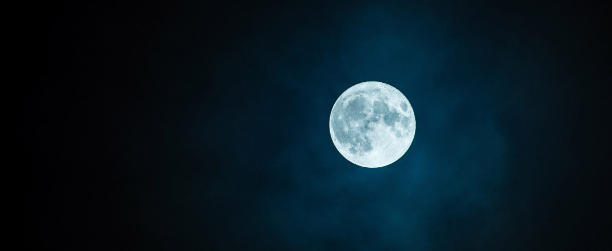 full moon on night sky in silence